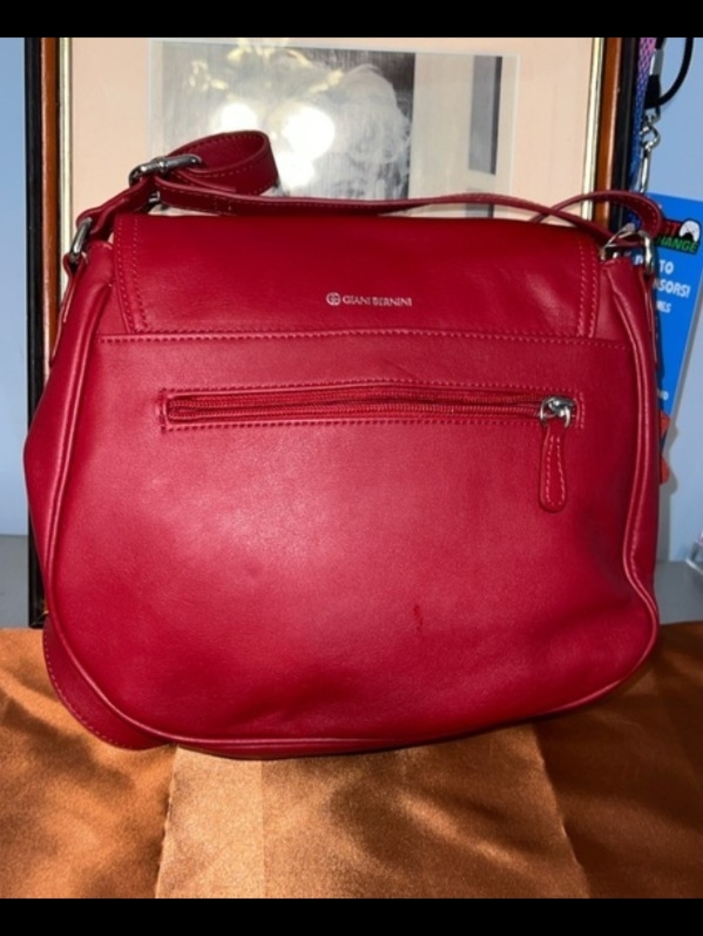 Giani Bernini Red Leather Crossbody Satchel! NWT